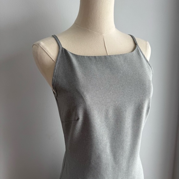 Vintage 90s Y2K Grey Minimalist Sheath Dress XS Halter Mini Short Capsule Canada - Picture 4 of 14